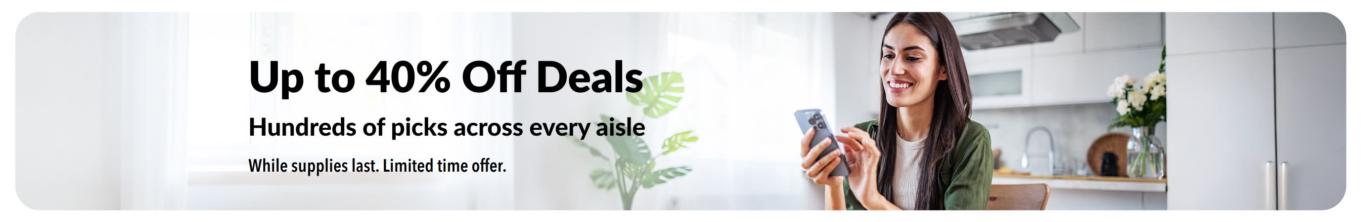 Banner promoting up to 40% off deals
