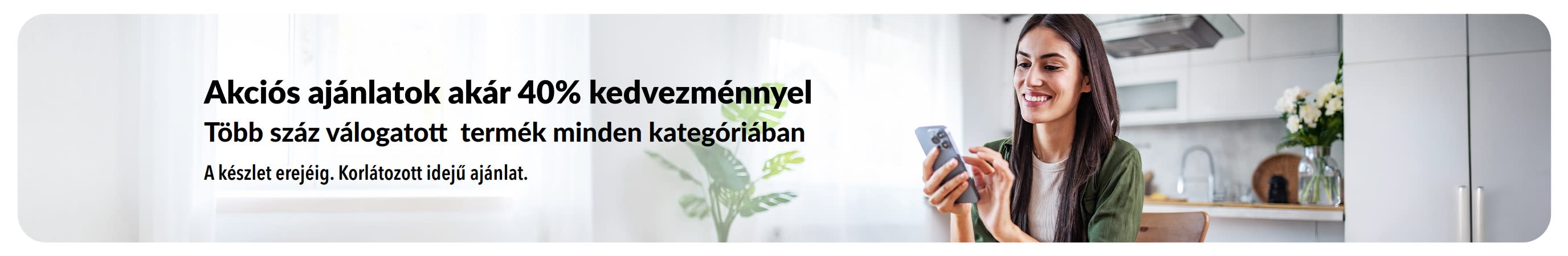 Akár 40% kedvezményt hirdető banner.