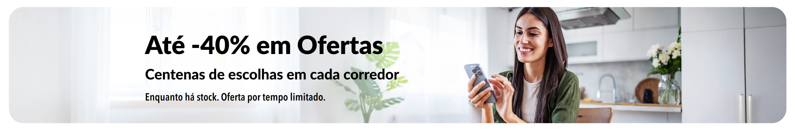 Banner a promover até 40% de desconto em ofertas