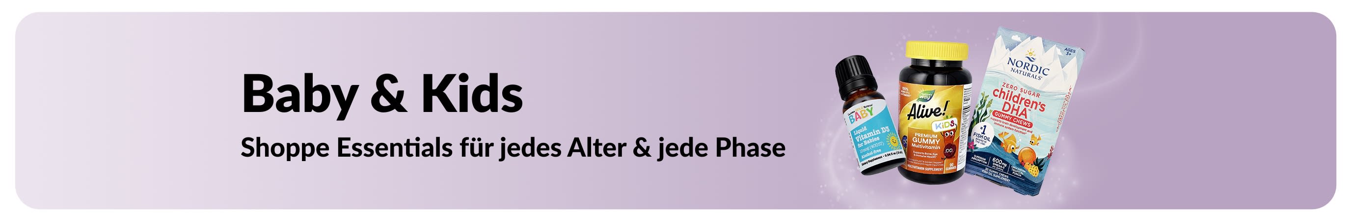 Banner, das für die iHerb-Alltagsartikel für Babys und Kinder wirbt