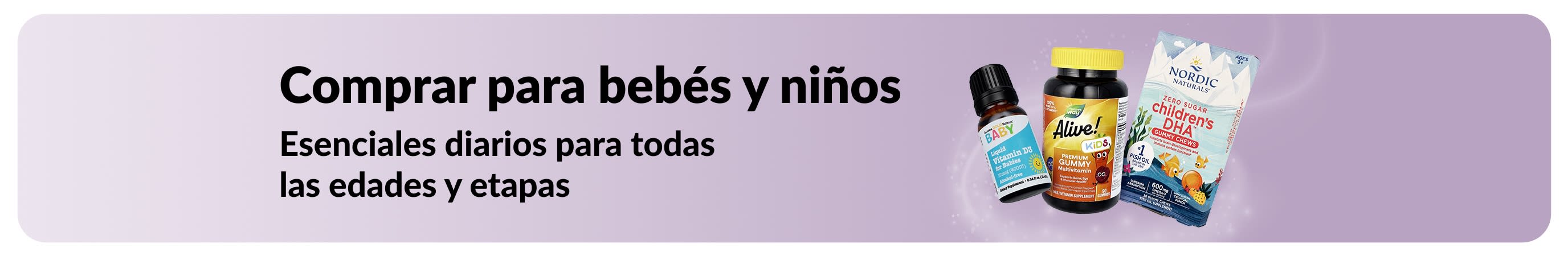 Banner que promociona los esenciales diarios de iHerb para bebés y niños