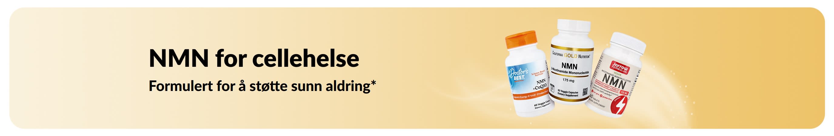 Banner som fremhever «NMN for cellehelse», formulert for å støtte sunn aldring