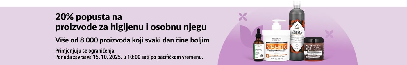 iHerb banner s 20 % popusta na proizvode za higijenui osobnu njegu.