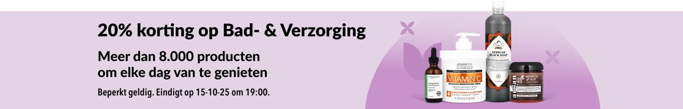 iHerb-banner met 20% korting op bad- en verzorgingsproducten.