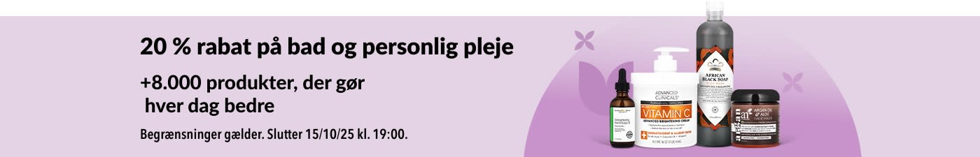 iHerb-banner med 20 % rabat på bad og personlig pleje