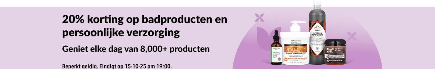 iHerb-banner met 20% korting op bad- en verzorgingsproducten.