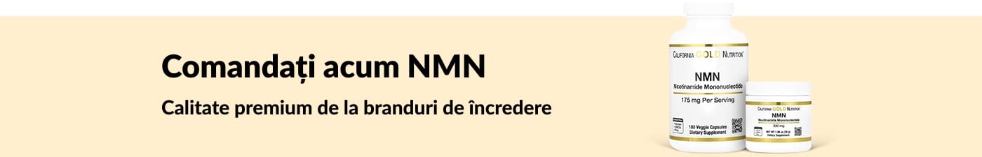 Banner iHerb cu suplimente NMN premium de la branduri de încredere.