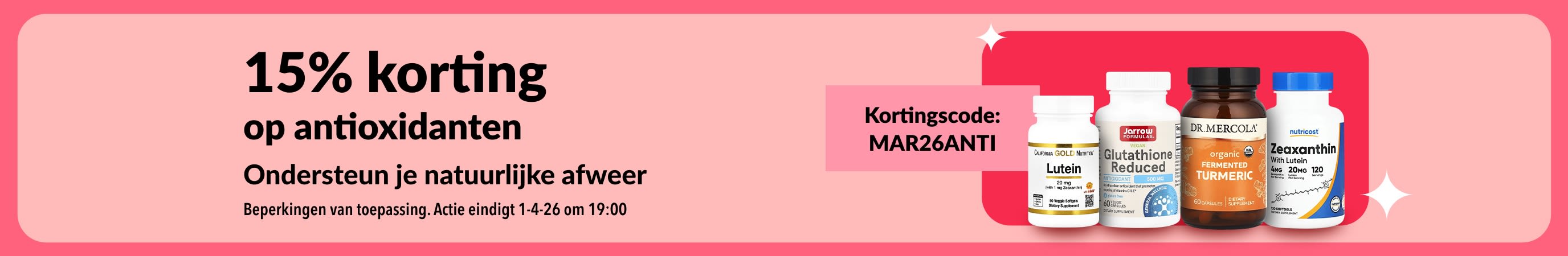 15% korting op antioxidantsupplementen met code MAR26ANTI