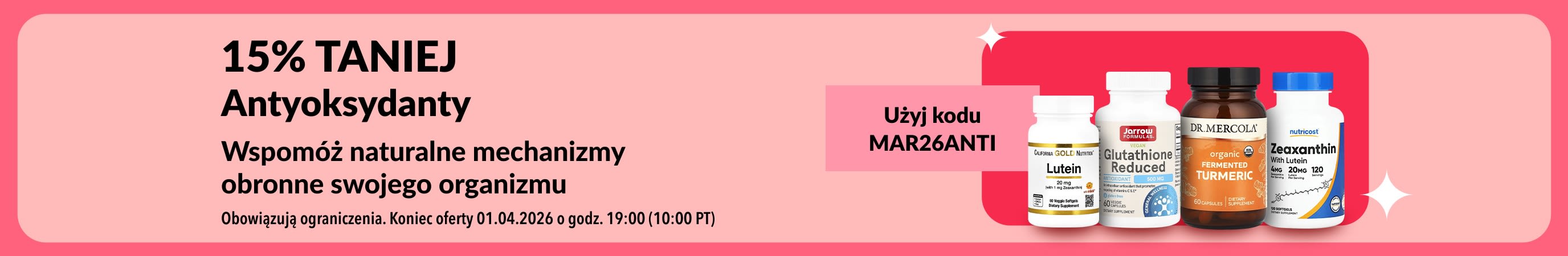 15% zniżki na suplementy antyoksydacyjne z kodem MAR26ANTI. Sprawdź produkty dla Twojego zdrowia.