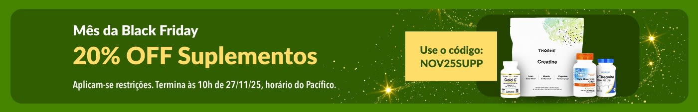 Banner do mês da Black Friday iHerb oferecendo 20% OFF em suplementos com o código NOV25SUPP.