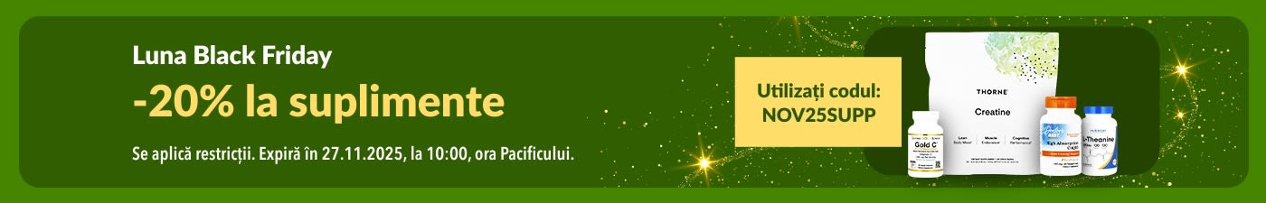Banner iHerb Luna Black Friday cu 20% reducere la suplimente cu codul NOV25SUPP.