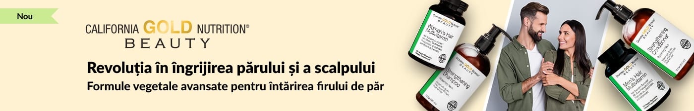 Gama pentru păr California Gold Nutrition Beauty cu vitamine, șampon și balsam ce susțin sănătatea scalpului și a părului.