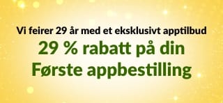 Banner for iHerbs 29-årsjubileum som tilbyr 29 % rabatt på første bestilling i appen med koden 29NEWAPP, med QR-kode.