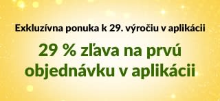 Banner aplikácie iHerb k 29. výročiu ponúkajúci 29 % zľavu na prvú objednávku v aplikácii s kódom 29NEWAPP.