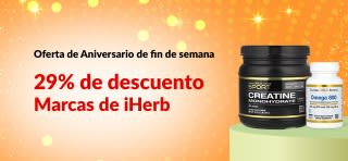 Banner del 29.º Aniversario de iHerb: 29% de descuento en Marcas de iHerb con el código: 29IHERB2, incluye probióticos, champús y vitaminas.