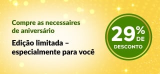 Banner do 29º aniversário da iHerb mostrando necessaires exclusivas com produtos essenciais de bem-estar, beleza e despensa com 29% de desconto.