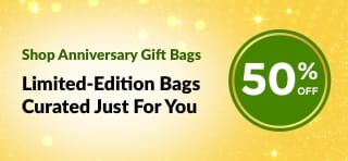iHerb 29th Anniversary banner showing limited-edition gift bags with wellness, beauty, and pantry essentials at 50% off.
