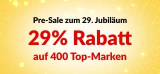 Banner zum Vorverkauf zum 29. Jubiläum von iHerb mit 29% Rabatt auf 400 vertrauenswürdige Marken mit Code 29ANNIV und Markenlogos.