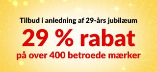 iHerb 29-års jubilæums forsalgsbanner med 29% rabat på over 400 betroede mærker med koden 29ANNIV, inklusive mærkelogoer.