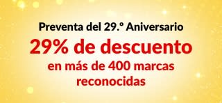 Banner de preventa por el 29.º Aniversario de iHerb. 29% de descuento en más de 400 marcas reconocidas con el código: 29ANNIV.