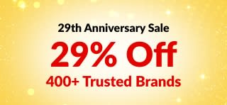 iHerb 29th Anniversary sale banner offering 29% off 400+ trusted brands with code 29ANNIV, featuring brand logos.