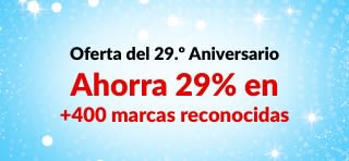 ¡29.º Aniversario de iHerb! Ahorra 29% en +400 marcas reconocidas con el código: 29ANNIV. Incluye logos de marcas destacadas.