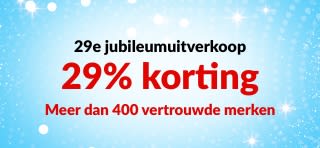 iHerb 29-jarig jubileumbanner met 29% korting op 400+ vertrouwde merken met de code 29ANNIV, met merklogo's.