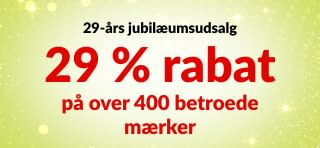 iHerb 29-års jubilæumsudsalg med 29 % rabat på over 400 pålidelige mærker med koden 29ANNIV, med mærkelogoer.