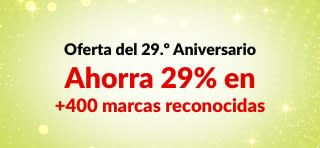 ¡29.º Aniversario de iHerb! Ahorra 29% en +400 marcas reconocidas con el código: 29ANNIV. Incluye logos de marcas destacadas.