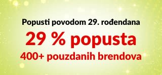 iHerb 29th Anniversary sale banner offering 29% off 400+ trusted brands with code 29ANNIV, featuring brand logos.