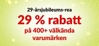 iHerbs 29-års-jubileumsbanner som erbjuder 29 % rabatt på över 400 välkända varumärken med koden 29ANNIV, med logotyper.