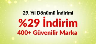 iHerb 29. Yıl Dönümü indirim afişi: 29ANNIV koduyla 400’den fazla güvenilir markada %29 indirim, marka logolarıyla birlikte.