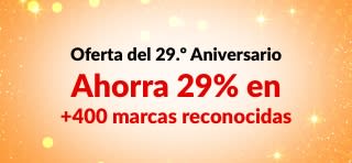 ¡29.º Aniversario de iHerb! Ahorra 29% en +400 marcas reconocidas con el código: 29ANNIV. Incluye logos de marcas destacadas.