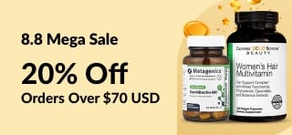 8.8 Mega Sale: Get 20% off orders over $70 USD with code 88SALE25; includes supplements and wellness products.
