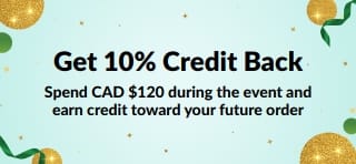 Get 10% Credit Back on Orders of CAD $120+. Shop Now.