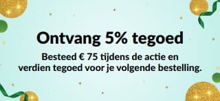 Ontvang 5% tegoed voor bestellingen vanaf € 75. Bestel nu.