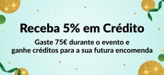 Receba 5% em Crédito em Encomendas +75€. Comprar Agora.