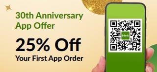 30th anniversary app offer. 25% off your first app order with code MYAPP25.