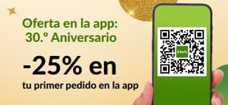 Oferta en la app: 30.º Aniversario. 25% dto. en tu primer pedido en la app con el código MYAPP25.