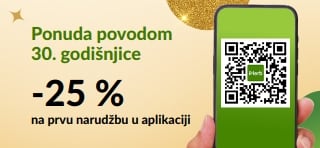 Ponuda u aplikaciji povodom 30. godišnjice. 25 % popusta na prvu narudžbu putem aplikacije uz kod MYAPP25.