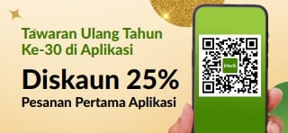 Tawaran apl ulang tahun ke-30. Diskaun 25% pesanan pertama anda di aplikasi dengan kod MYAPP25.