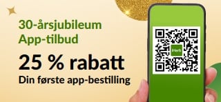 30-årsjubileum app-tilbud. 25 % rabatt på din første app-bestilling med koden MYAPP25.