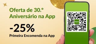 30º oferta de aniversário na app. 25% de desconto na sua primeira encomenda na app com o código MYAPP25.