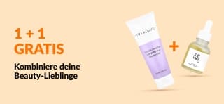 1+1 Gratis Aktion, mit Hautpflegeprodukten als Kombi.