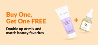Buy one, get one free beauty sale, featuring skincare products and mix-and-match beauty favorites promotion.