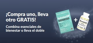 Banner de iHerb ofreciendo la oferta de “Compra uno y lleva otro gratis” en esenciales de bienestar.