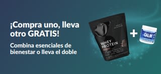 Banner de iHerb ofreciendo la oferta de “Compra uno y lleva otro gratis” en esenciales de bienestar.