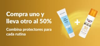 Banner promocional de iHerb con la oferta “Compra uno y lleva otro a mitad de precio” con productos del cuidado de la piel de uso diario.
