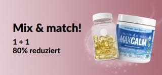iHerb-Werbe-Banner mit dem Angebot „Kauf eins, bekomm das zweite mit 80 % Rabatt“.