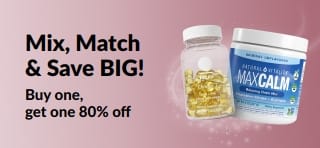 iHerb promo banner offering buy one get one 80% Off on wellness essentials. 